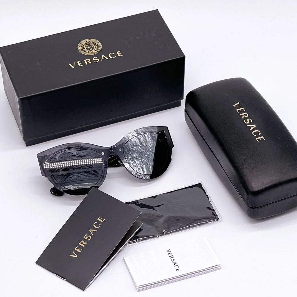 NEW VERSACE VE2234 1001/6G GREY CAT EYE SUNGLASSES VERSACE MOD 2234